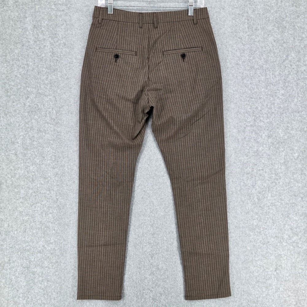 HOPE Stockholm Men 42 Women 34 News‎ Edit Trousers Pinstripe Brown Tapered Leg - Picture 2 of 5
